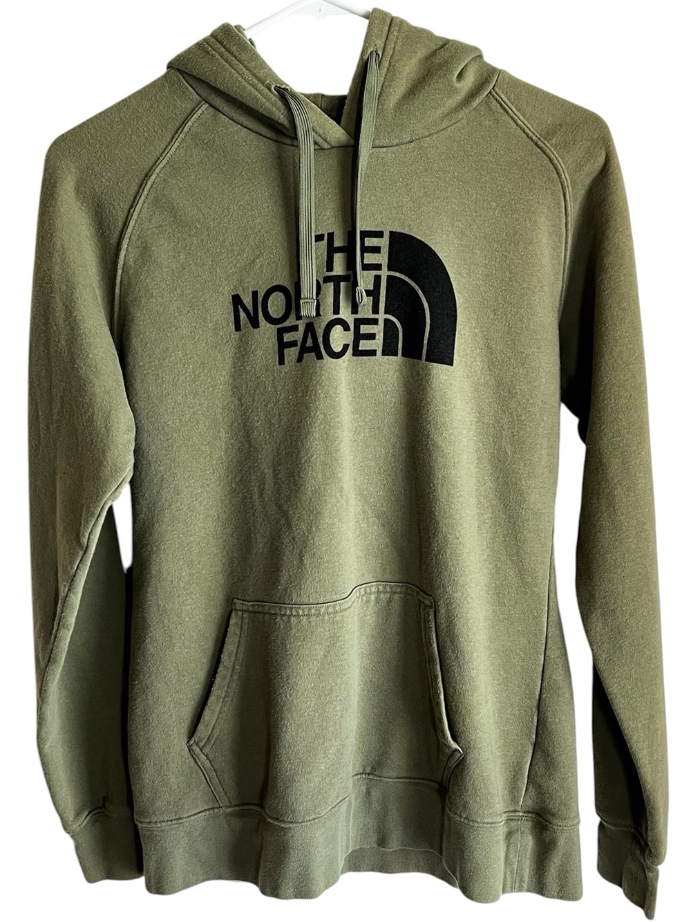 The North Face Women’s Olive Green Pullover Hoodie Black Logo Size Medium